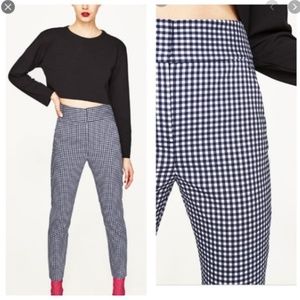 Zara Navy Gingham Pants